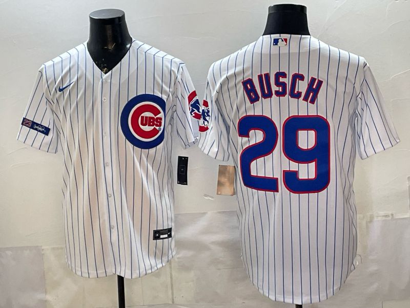 Men Chicago Cubs #29 Busch White Stripe Game 2026 Nike MLB Jersey style 004